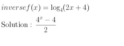 The inverse of f(x)=log_{4}(2x+4) is (4^x-4)/2
